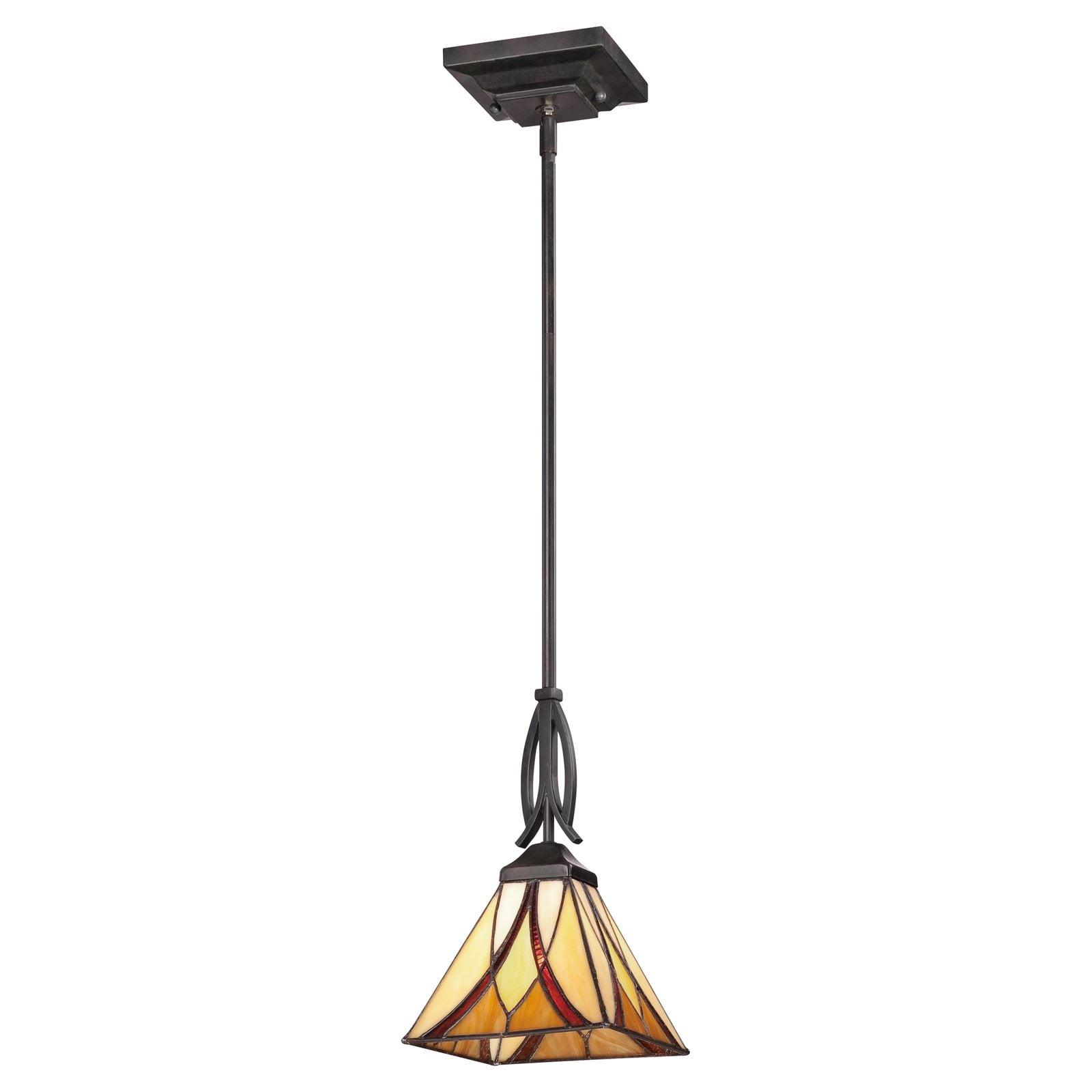 Asheville Valiant Bronze Tiffany Glass Mini Pendant Light