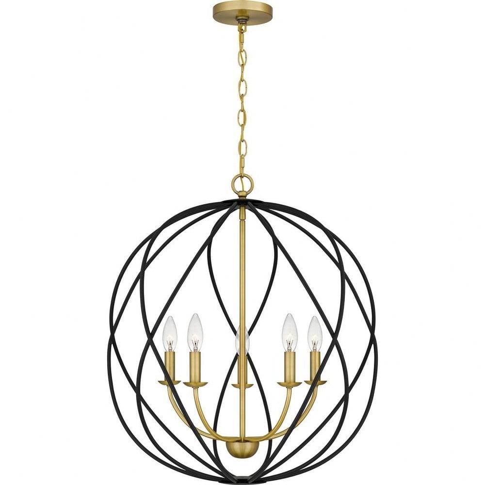 Bryn Aged Brass Globe Pendant with Open Framework Design