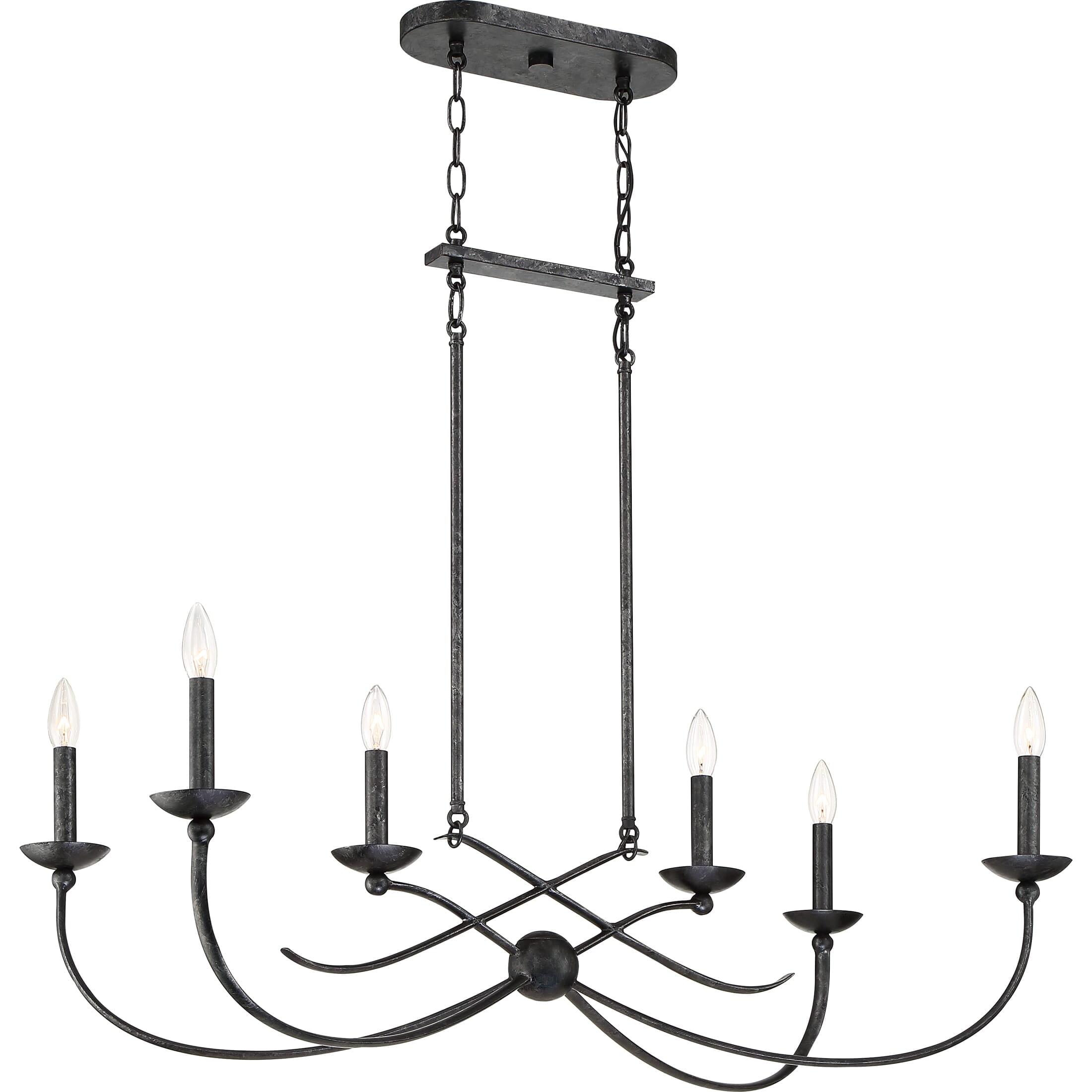 Elegant Old Black Finish 6-Light Candle Island Chandelier