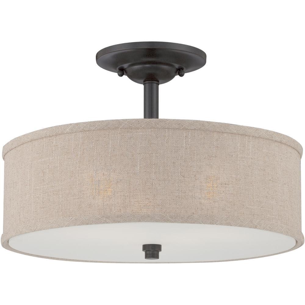 Quoizel Lighting Cloverdale 3 - Light Semi-Flush Mount in  Mottled Cocoa