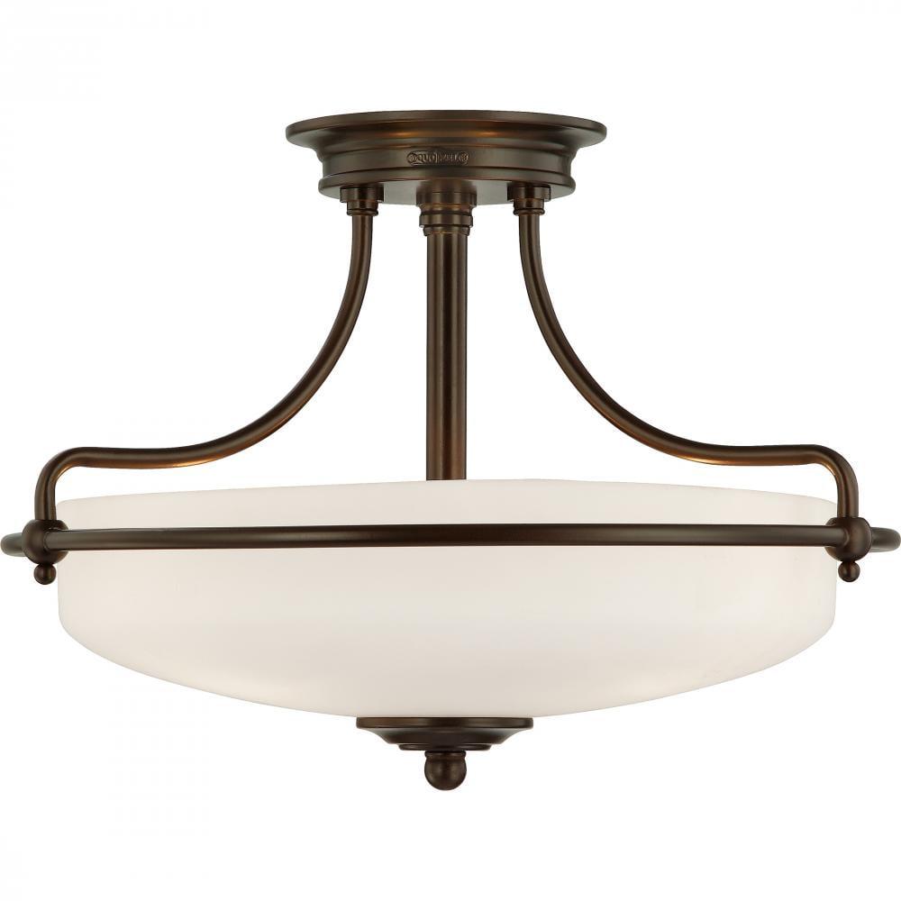 Palladian Bronze 17" Glass Semi-Flush Mount for Indoor/Outdoor