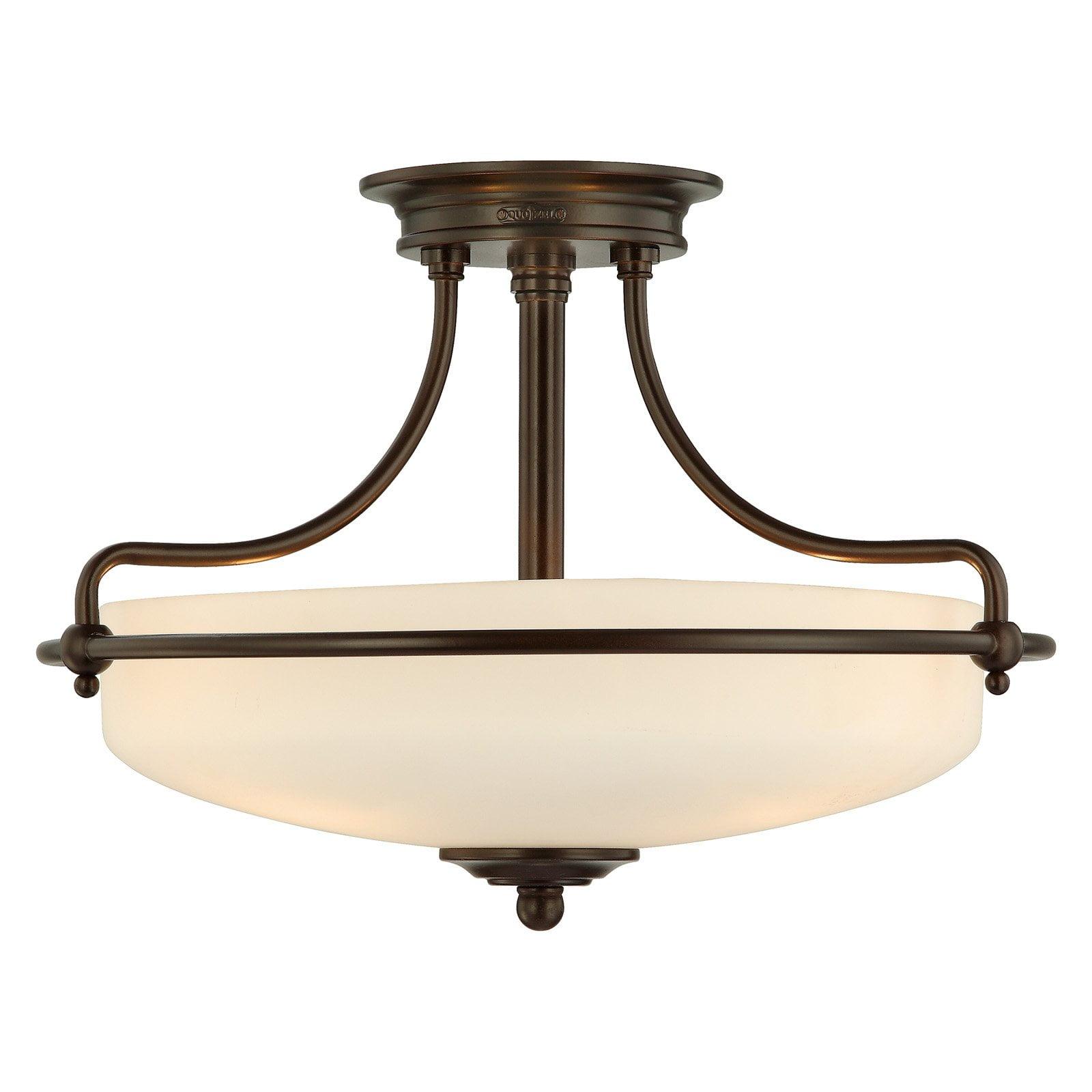 Palladian Bronze 17" Glass Semi-Flush Mount for Indoor/Outdoor