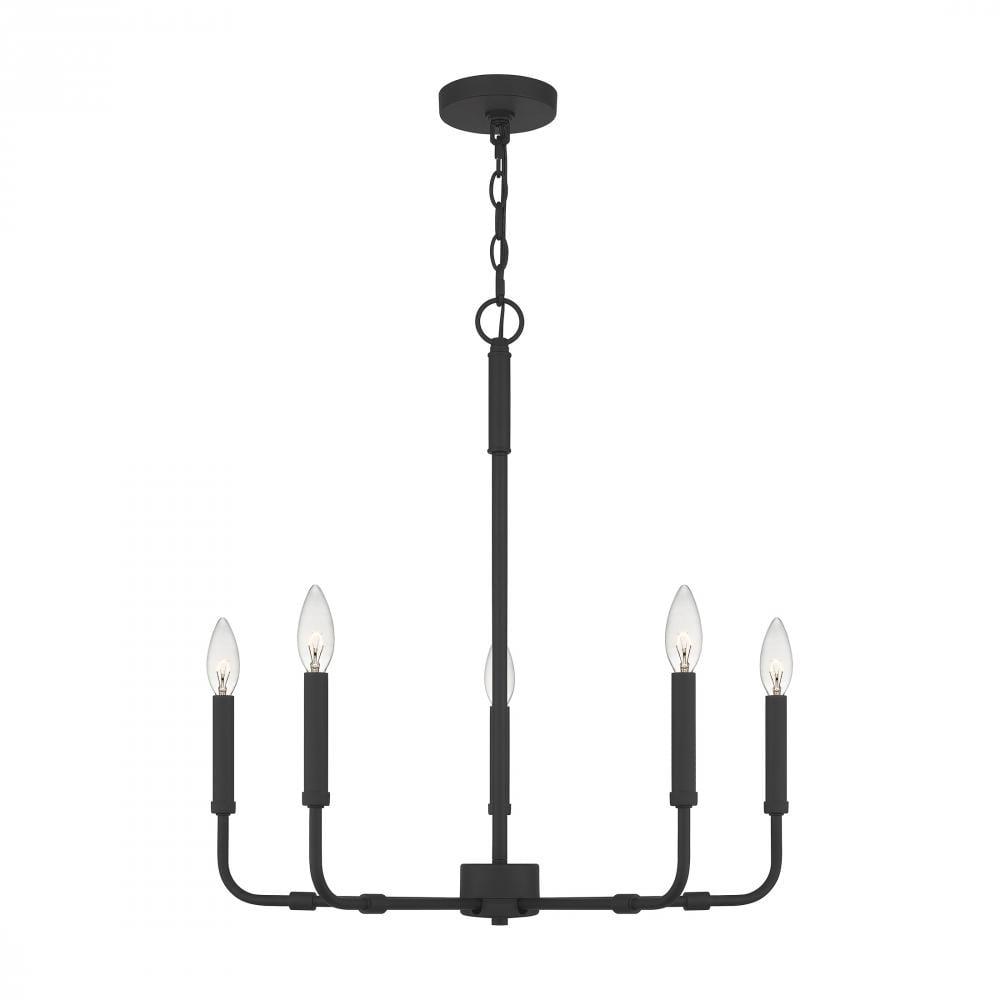 Abner 24" Matte Black Classic Candle-Style Steel Chandelier