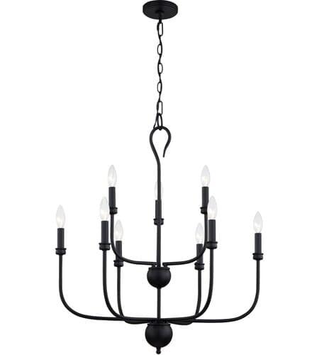 Blanche Matte Black 27" Steel 9-Light Chandelier