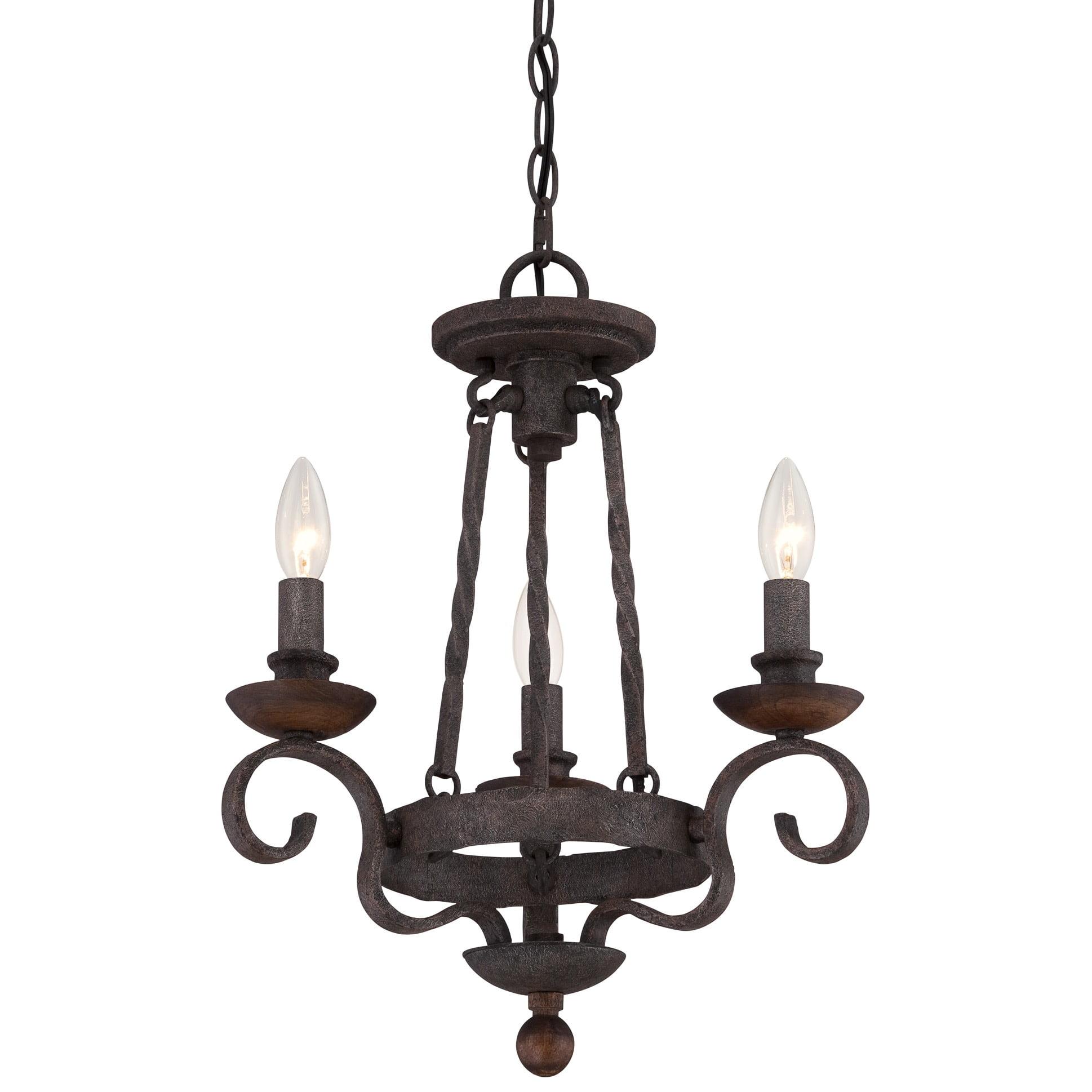 Rustic Black Mini 3-Light Candle Chandelier