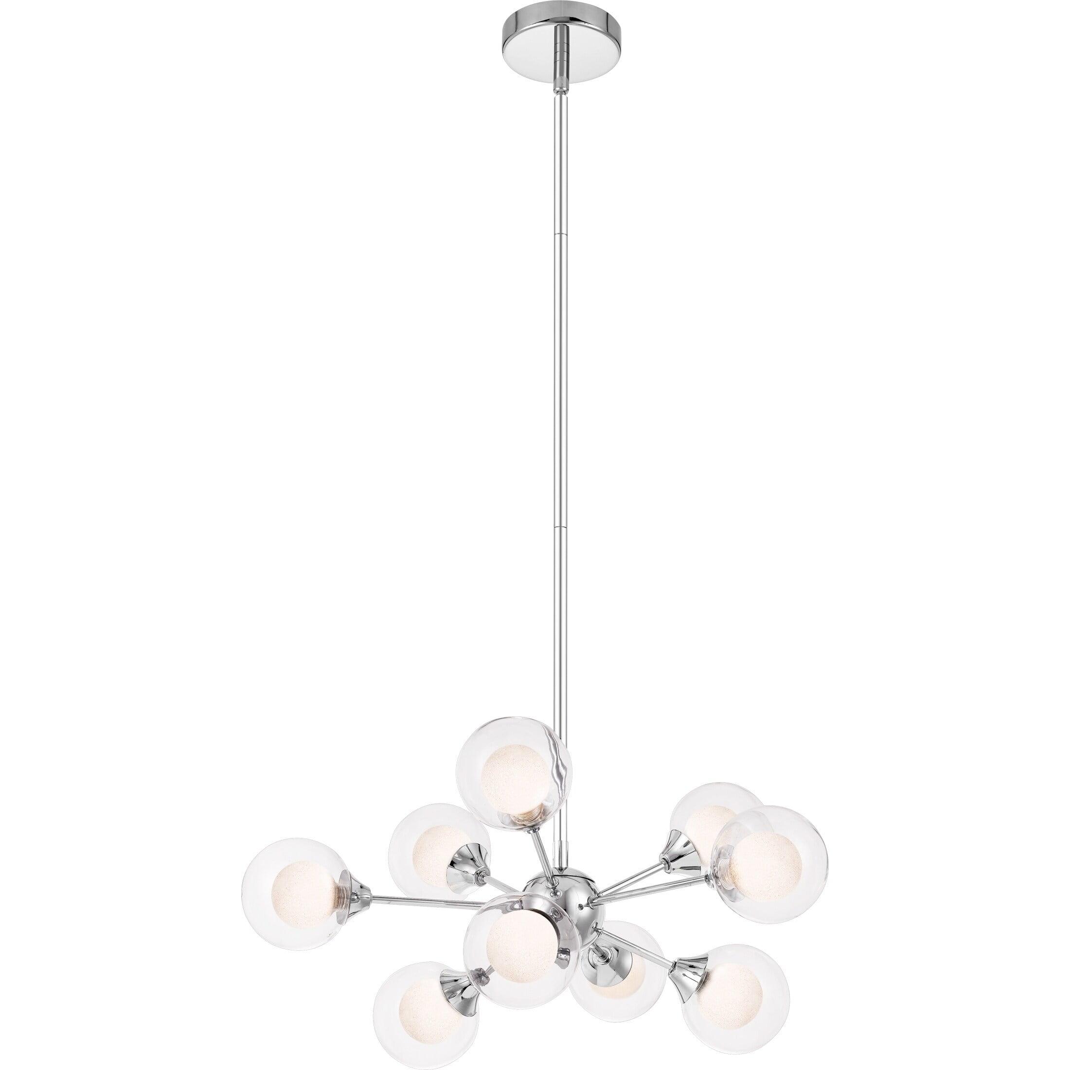 Retro Reimagined Sputnik Polished Chrome Pendant Light with Ice Glass Spheres