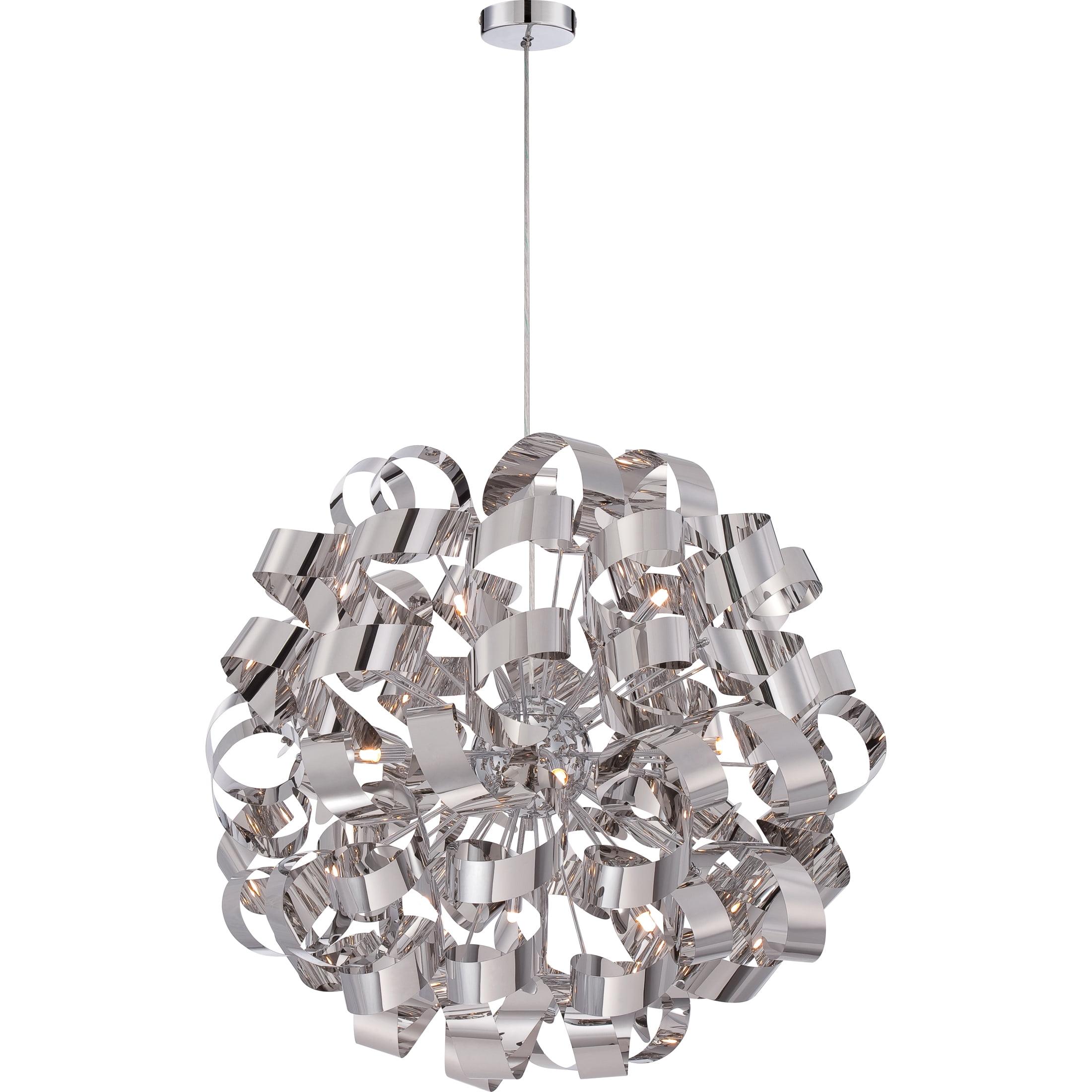 Polished Chrome Globe Pendant with Crystal Incandescence