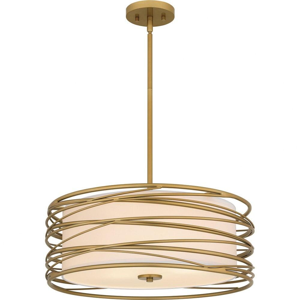 Light Gold Spiral 3-Light Pendant with Glass Diffuser