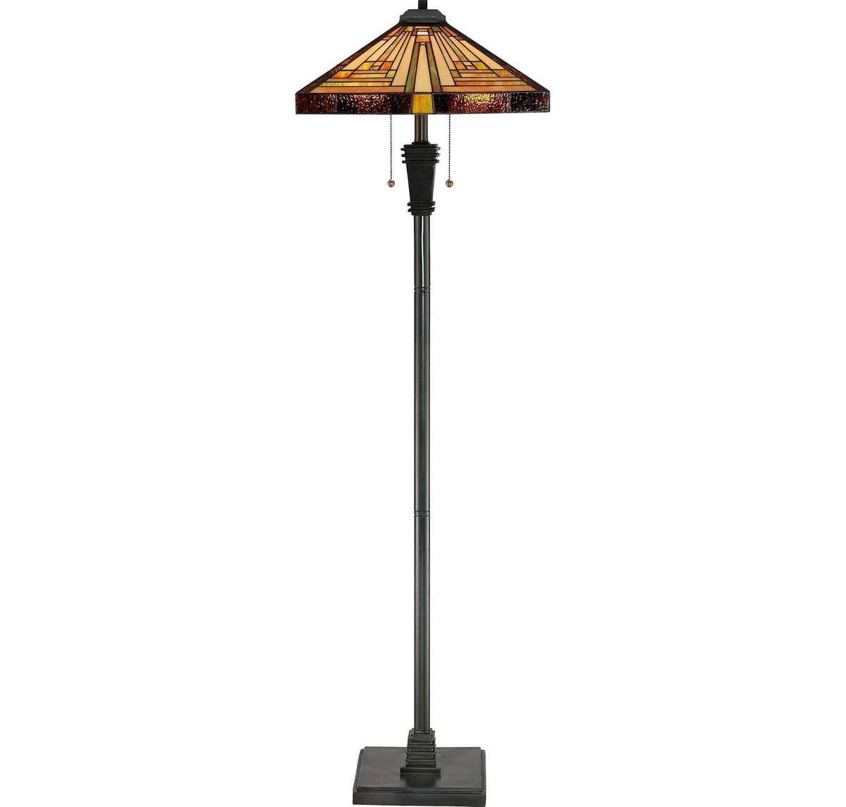 Stephen Geometric Tiffany-Style Bronze Floor Lamp, 59.5" Height