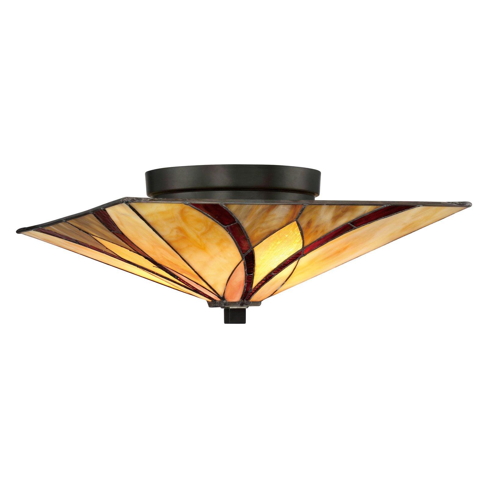 Valiant Bronze Tiffany Glass Flush Mount Ceiling Light