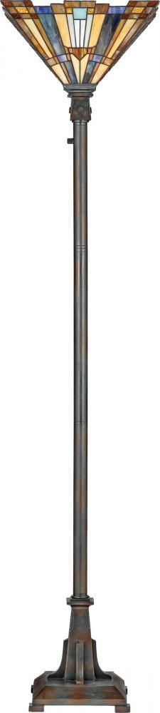 Valiant Bronze 71" Torchiere Floor Lamp with Art Glass Shade