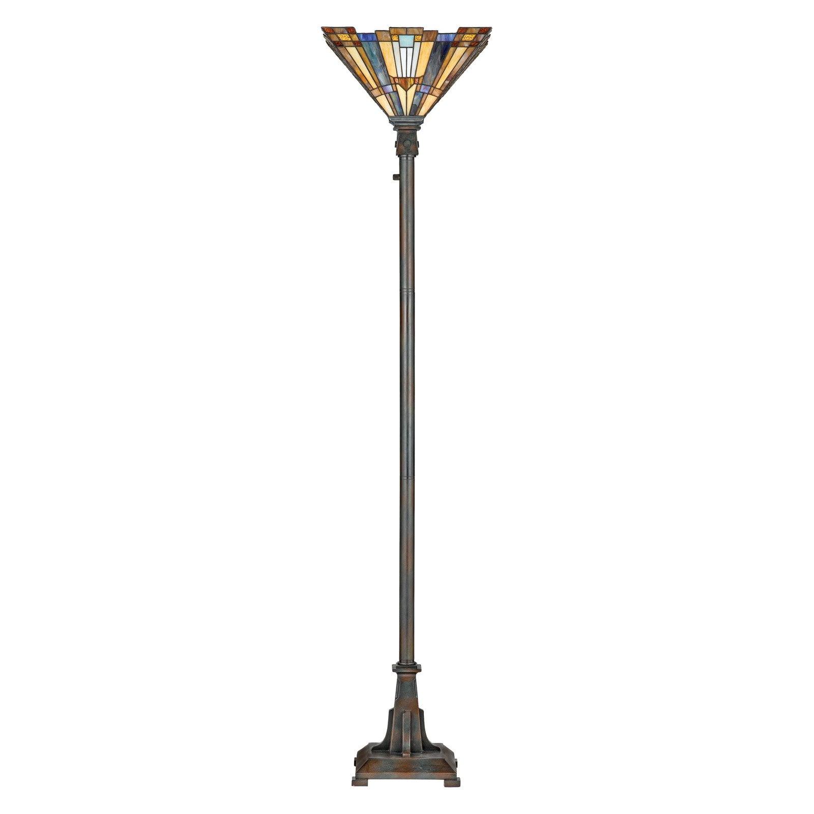 Valiant Bronze 71" Torchiere Floor Lamp with Art Glass Shade