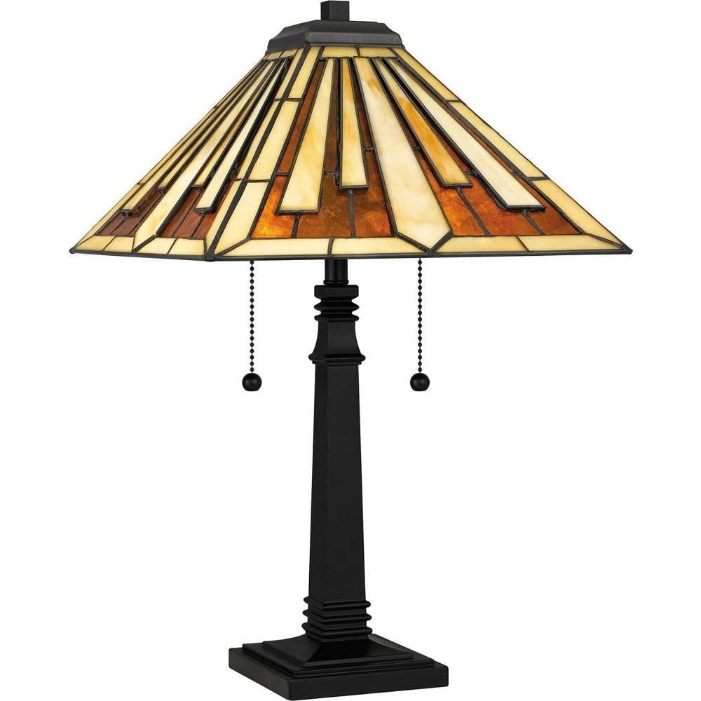 Hathaway 22" Matte Black Stained Glass Table Lamp