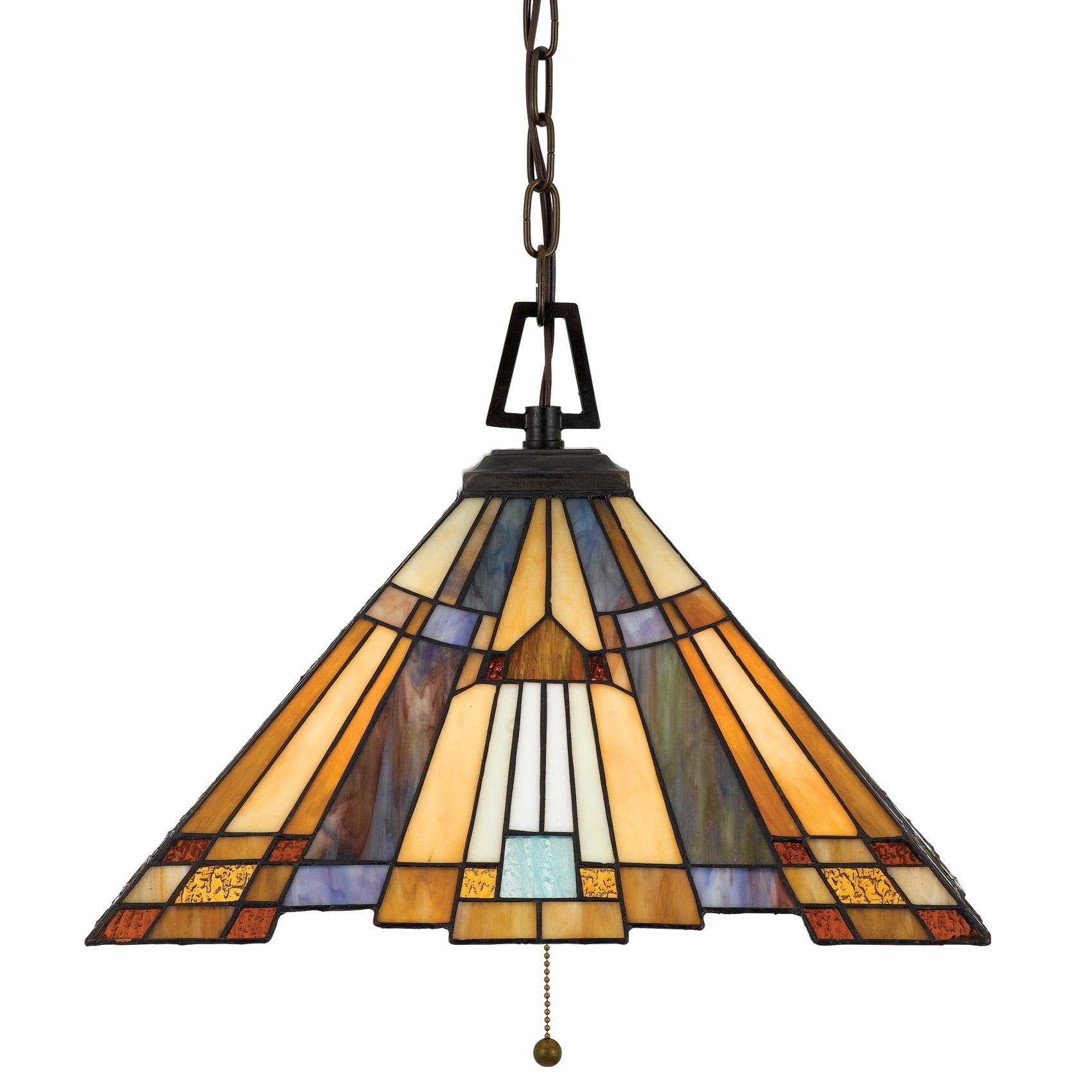 Valiant Bronze 17'' Tiffany Glass 3-Light Pendant