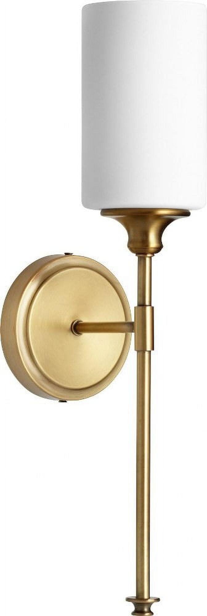 Celeste Transitional Aged Brass Wall Sconce with Satin Opal Glass Shade