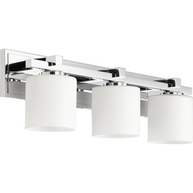 3 Light Cylinder Bath Vanity In Style 24 Inches Wide By 7.5 Inches High-Chrome Finish-Satin Opal Glass Color Quorum Lighting 5369-3-14
