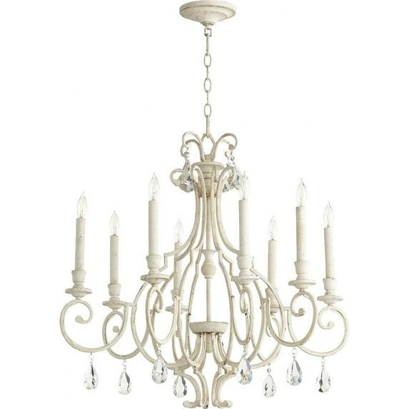 Quorum Lighting Ansley 8-Light Chandelier, Persian White, 29 Width, 26.5 Height, 8 Bulbs, Dry Rated