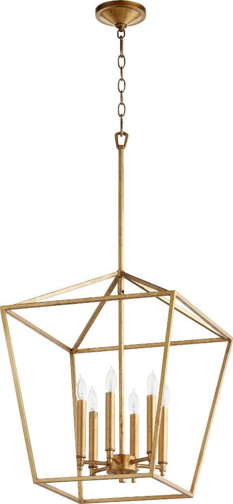 Quorum Lighting Gabriel 6-Light Entry Pendant, Gold Leaf, 17W x 21H