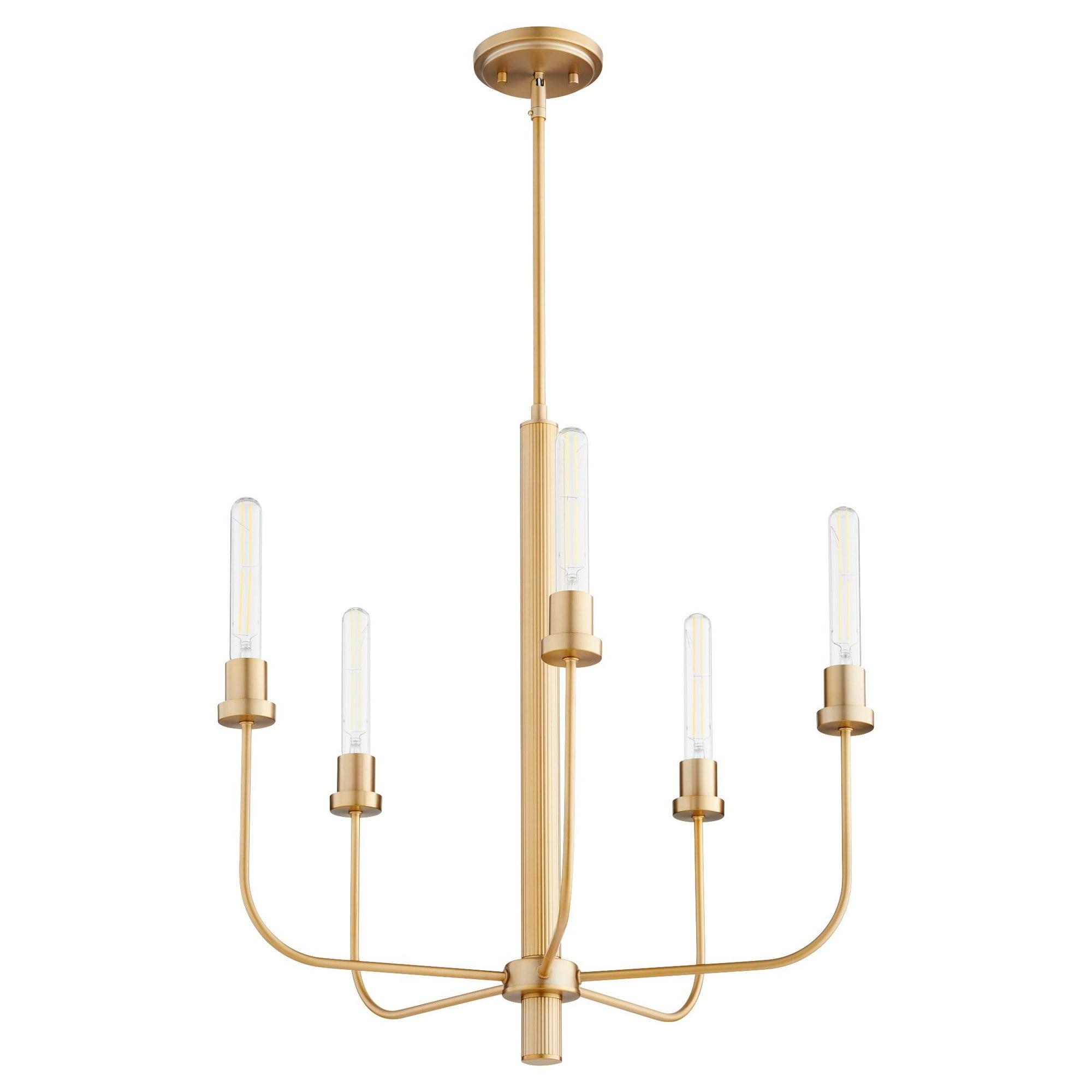 612-5-80-Quorum Lighting-Sheridan - 5 Light Chandelier In Soft Contemporary Style-25 Inches Tall and 24.5 Inches Wide-Aged Brass Finish