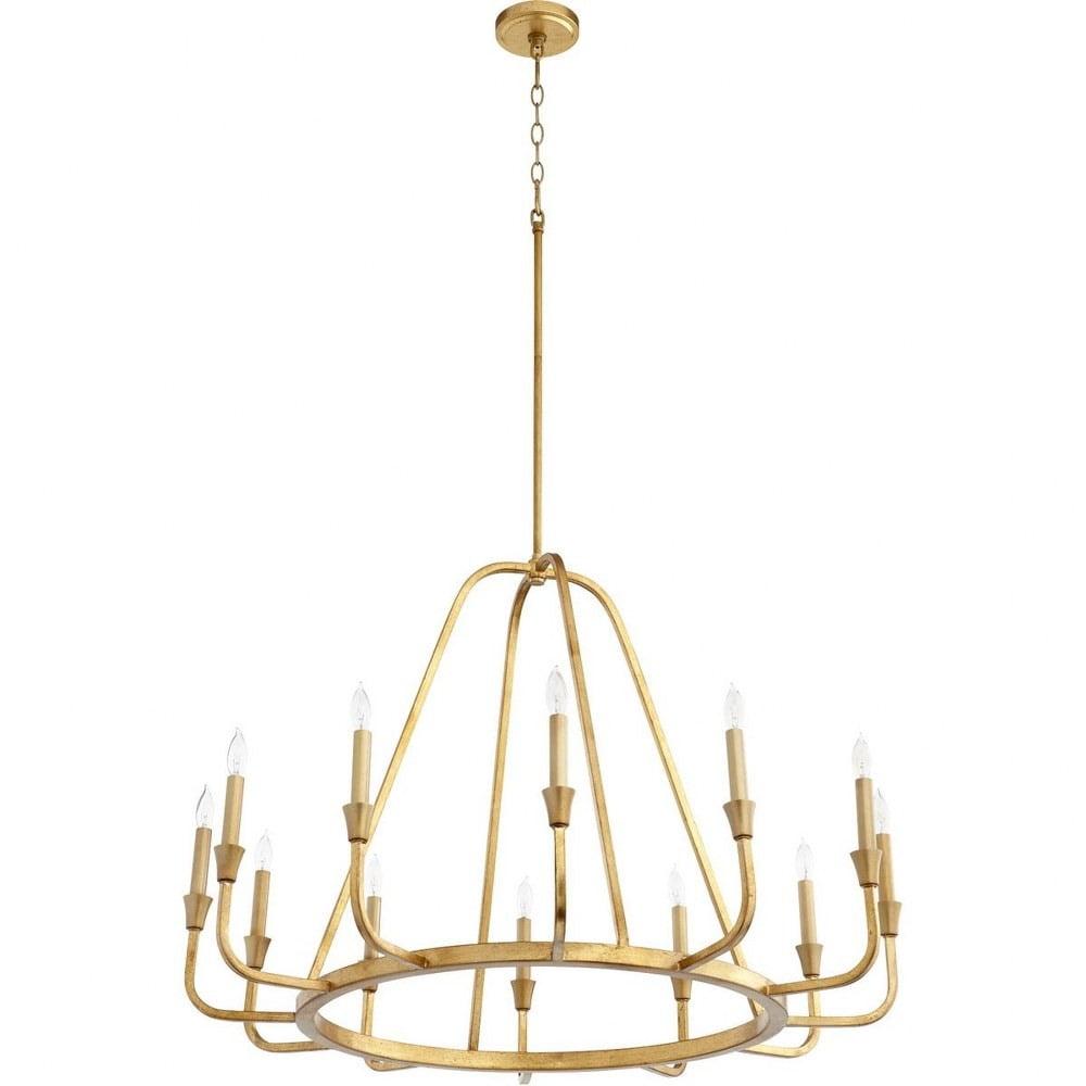 12 Light Chandelier In Traditional Style-25.75 Inches Tall And 36.5 Inches Wide-Gold Leaf Finish    -Traditional Installation Quorum Lighting