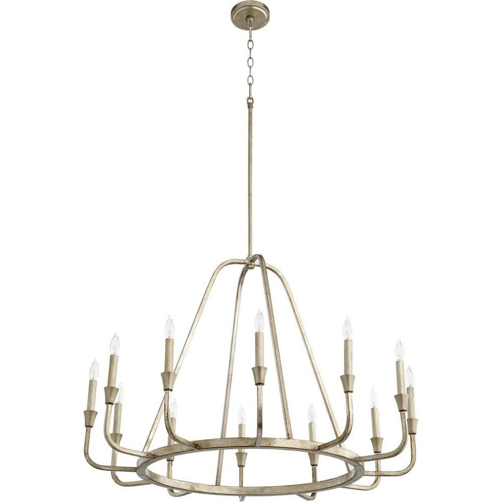 12 Light Chandelier In Traditional Style-25.75 Inches Tall And 36.5 Inches Wide-Aged Silver Leaf Finish    -Traditional Installation Quorum Lighting