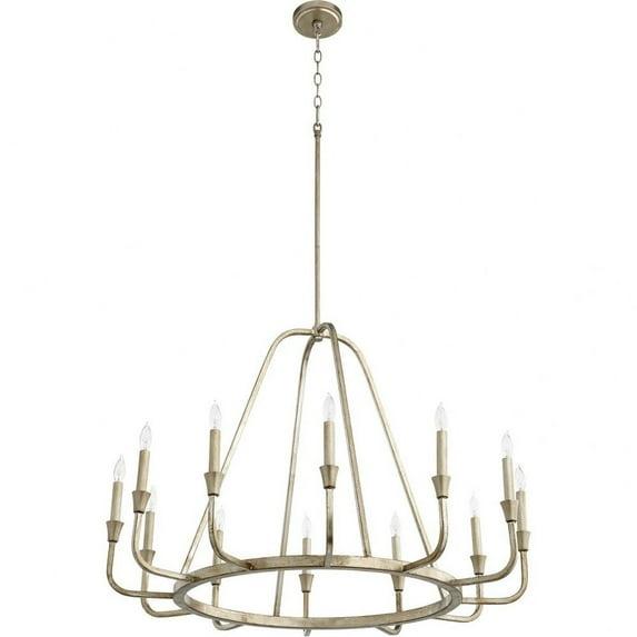 12 Light Chandelier In Traditional Style-25.75 Inches Tall And 36.5 Inches Wide-Aged Silver Leaf Finish    -Traditional Installation Quorum Lighting