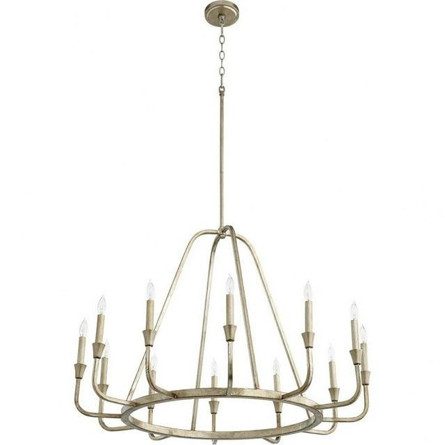 12 Light Chandelier In Traditional Style-25.75 Inches Tall And 36.5 Inches Wide-Aged Silver Leaf Finish    -Traditional Installation Quorum Lighting