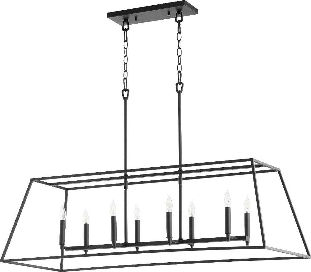 Quorum Lighting Gabriel 8-Light Linear Pendant, Noir Finish, 44.5 Length, Dry Rated