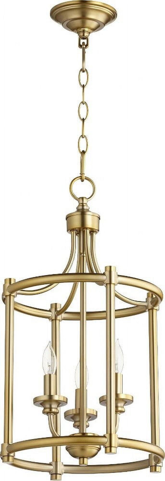 Quorum Lighting Rossington 3-Light Entry Pendant, Aged Brass, 12W x 21.5H, Dry Rated