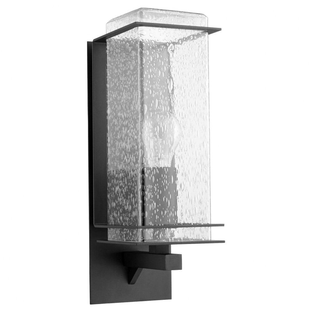 Balboa Noir 1-Light Outdoor Wall Sconce with Clear Seeded Glass