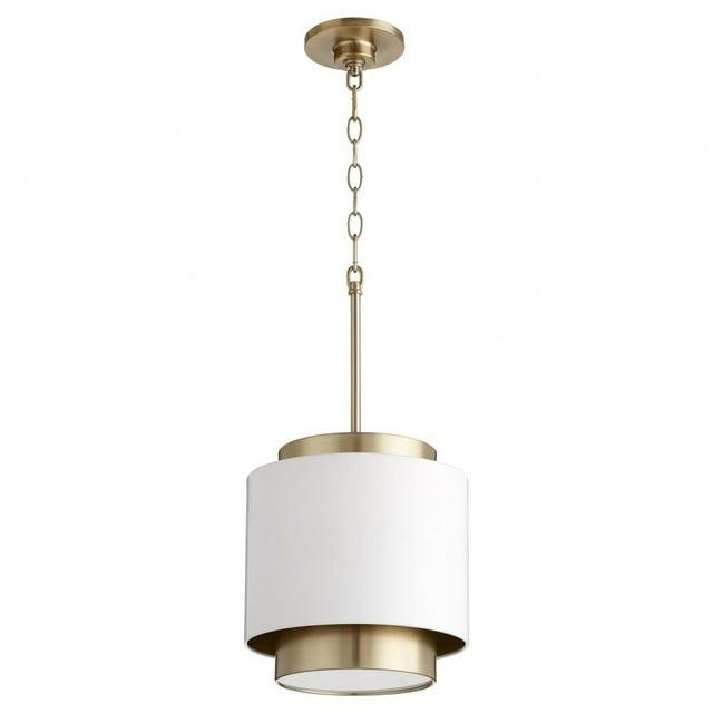 Quorum Lighting 1 - Light Pendant in  Studio White/Aged Brass
