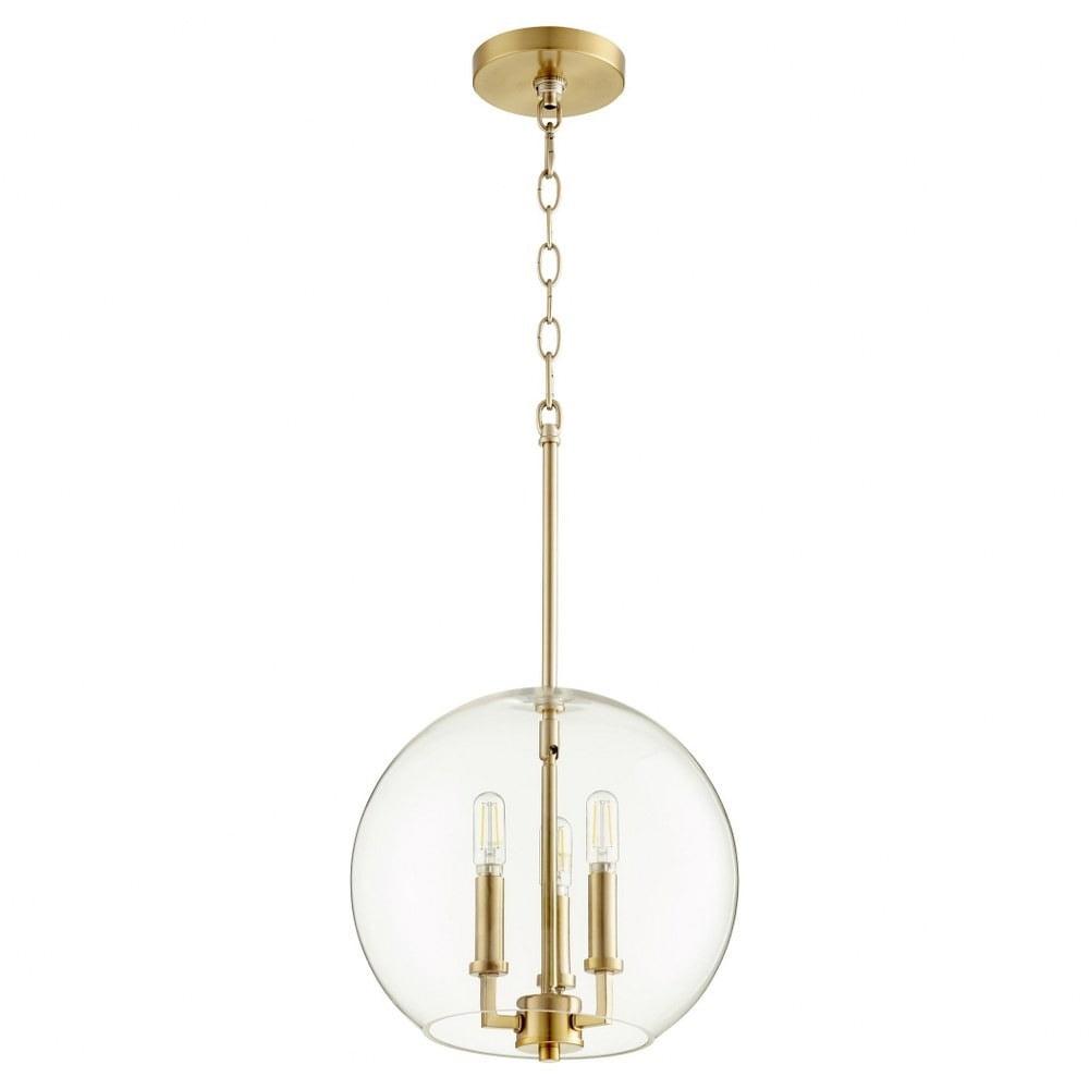 Quorum Lighting 3 - Light Pendant in  Aged Brass