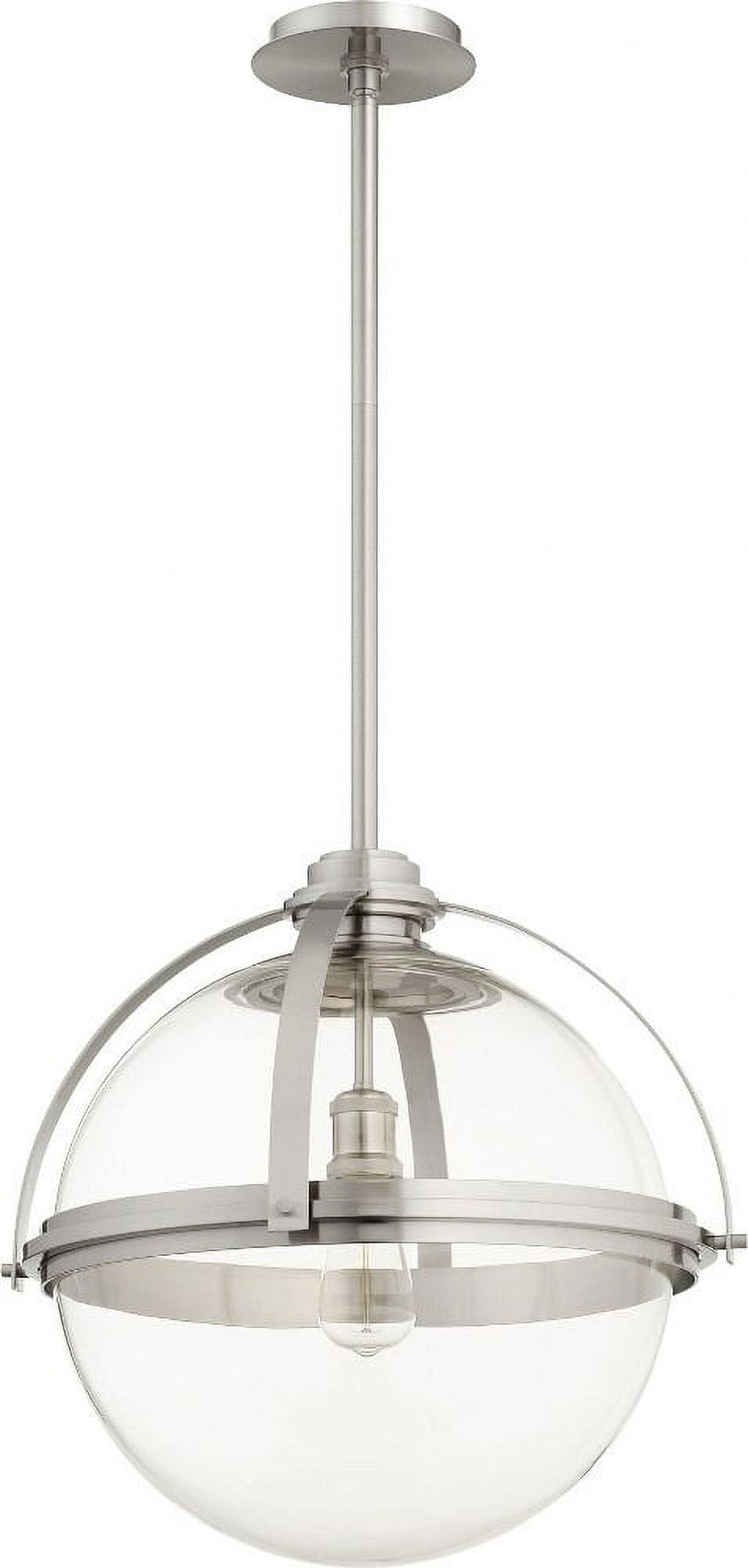 Satin Nickel 20" Globe Pendant Light with Clear Glass Shade