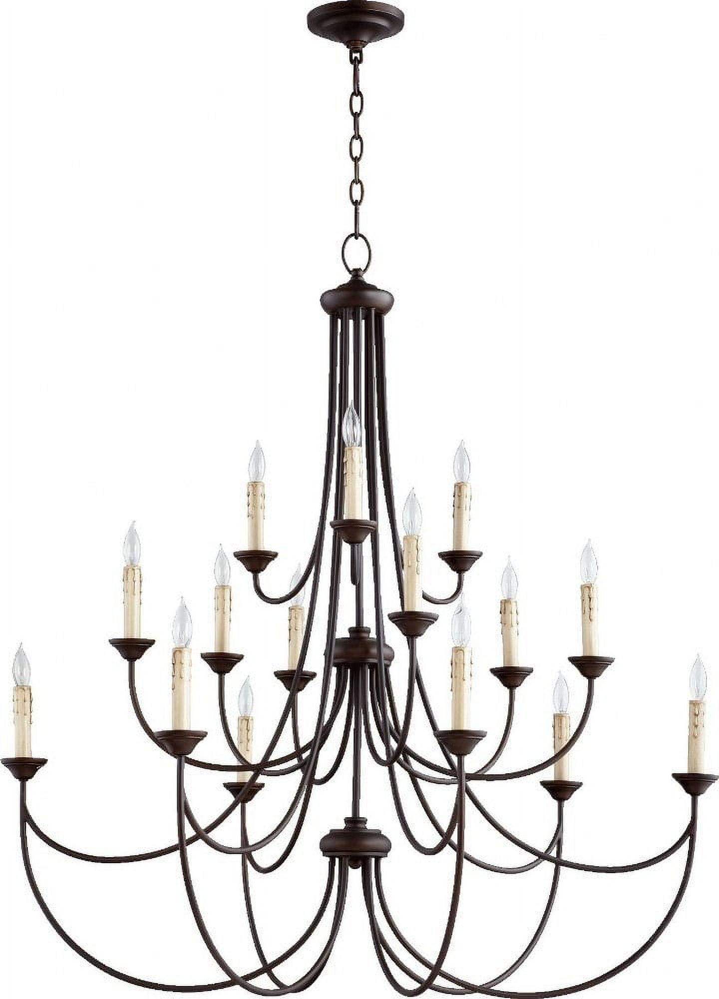 Oiled Bronze 15-Light Candle Style Chandelier