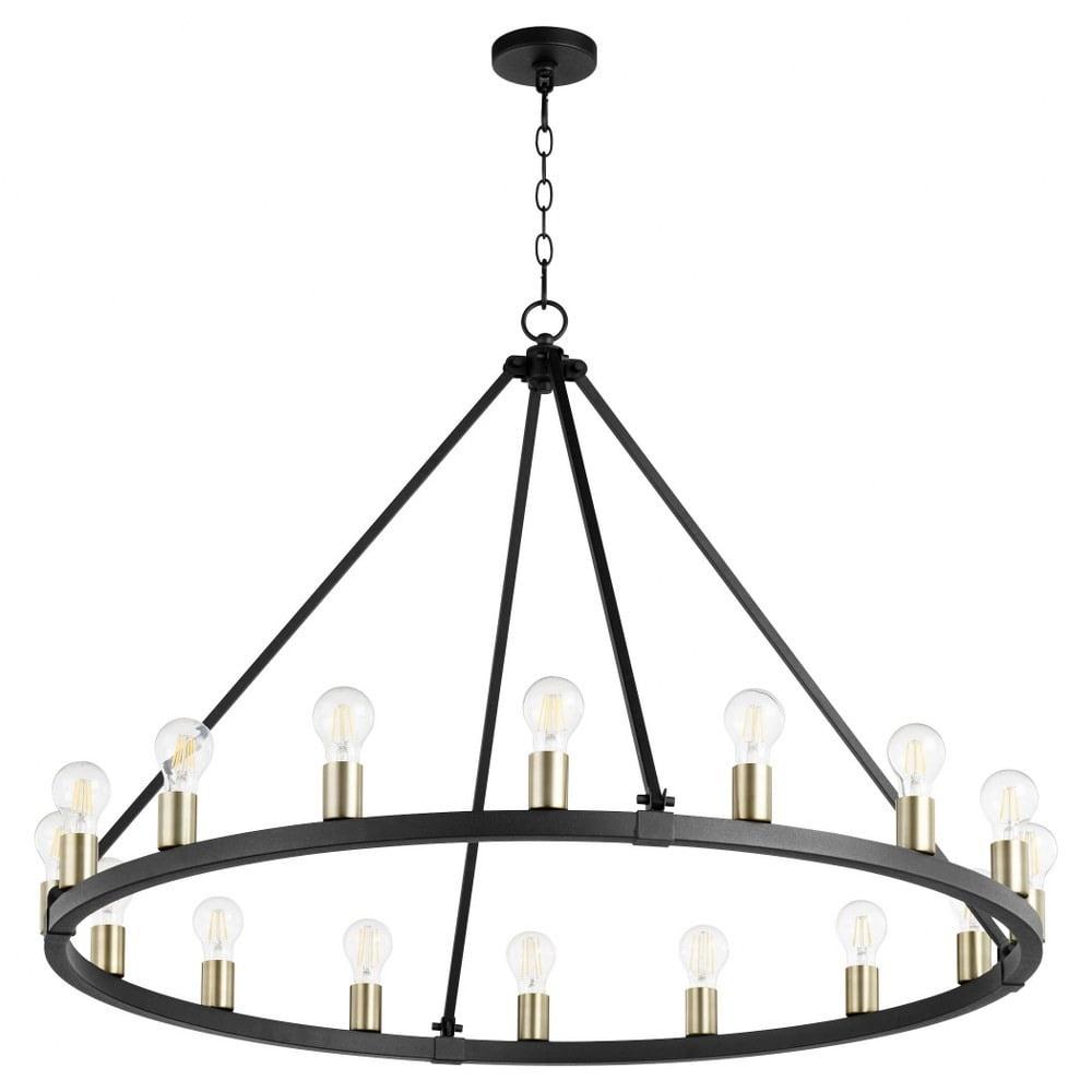 Paxton Noir & Aged Brass 16-Light Modern Farmhouse Chandelier