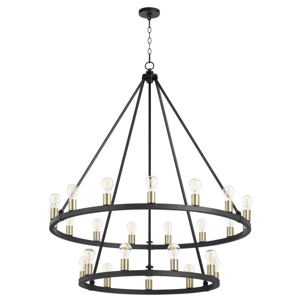 Paxton Noir & Aged Brass 24-Light Wagon Wheel Chandelier