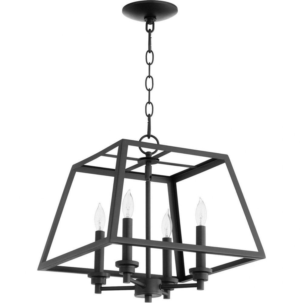 Serene Glow Black Transitional 4-Light Outdoor Pendant