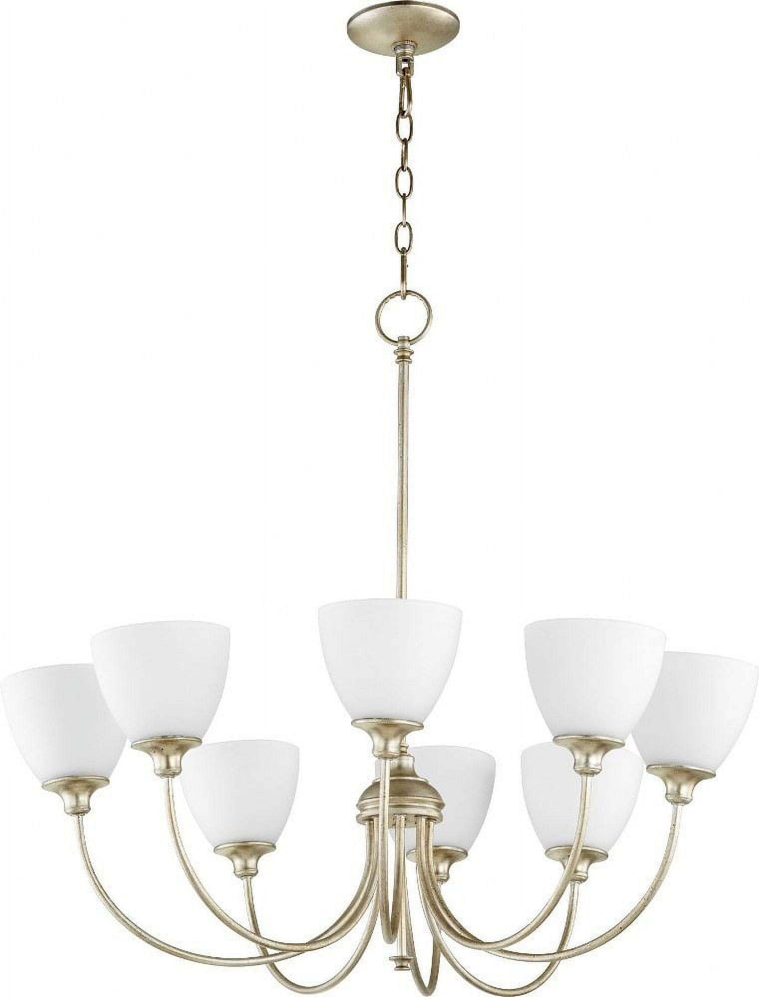 Celeste Transitional Bronze 8-Light Chandelier with Satin Opal Shades