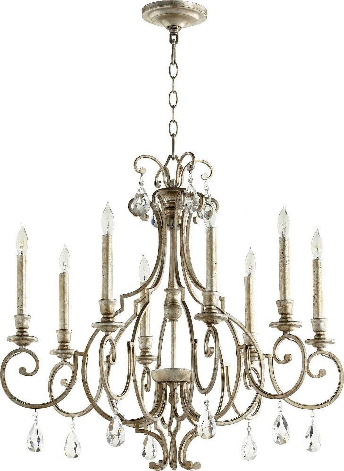 Ansley Transitional 8-Light Aged Silver Leaf Chandelier, 29W x 26.5H