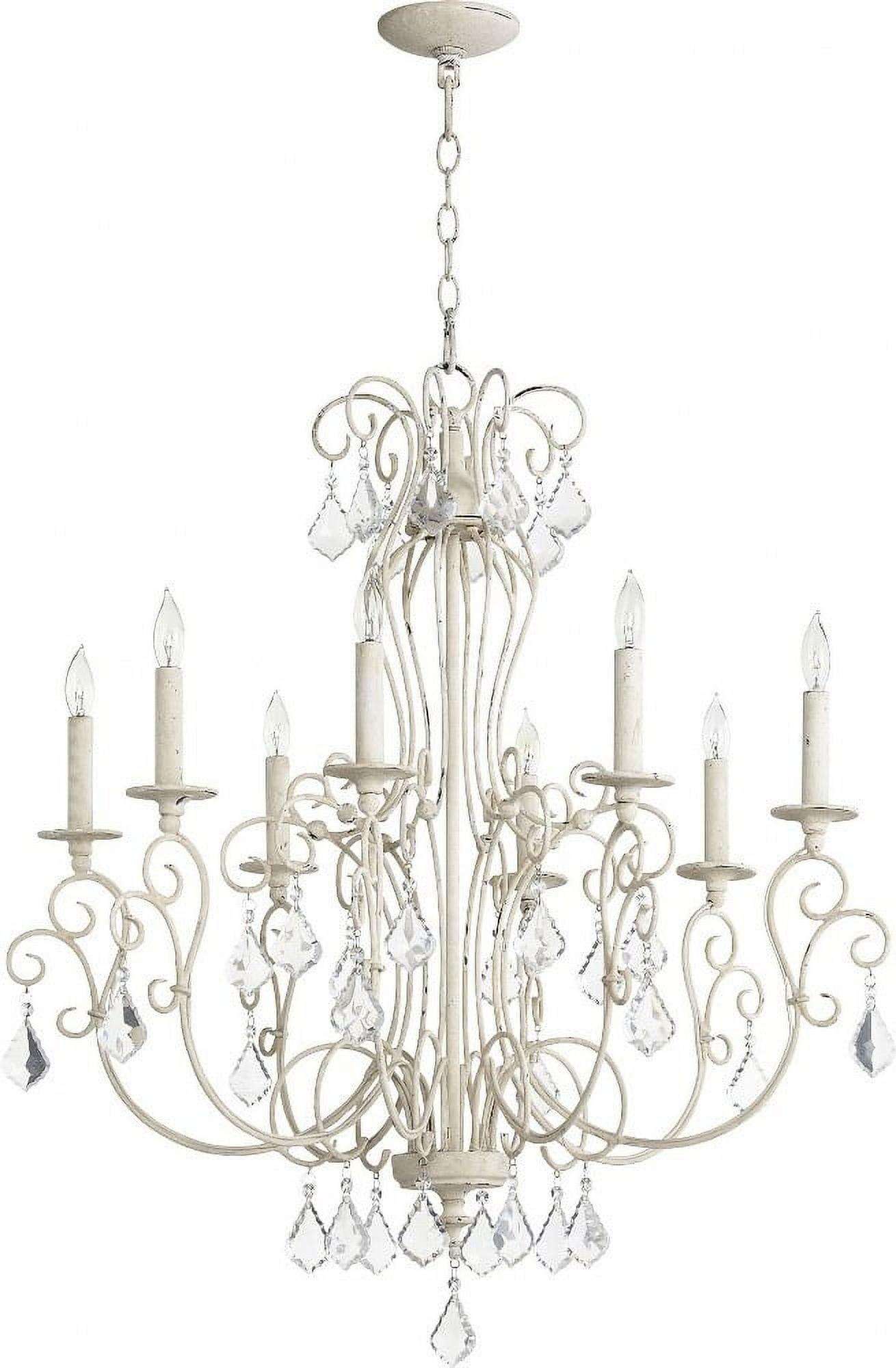 Persian White 8-Light Candelabra Chandelier with Crystals