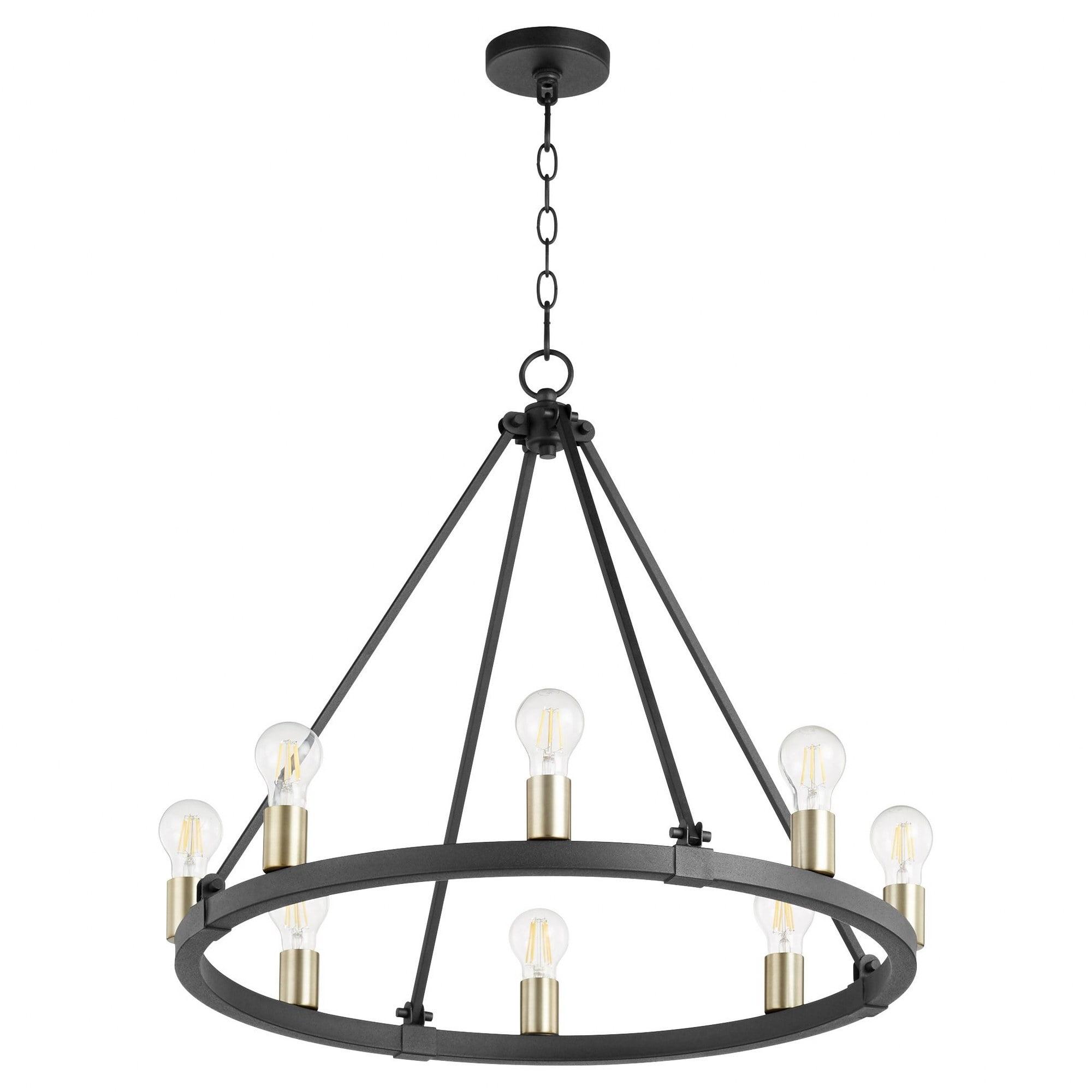 64-8-6980-Quorum Lighting-Paxton - 8 Light Chandelier in style - 27 inches wide by 24 inches high-Noir/Aged Brass Finish    -Traditional Installation