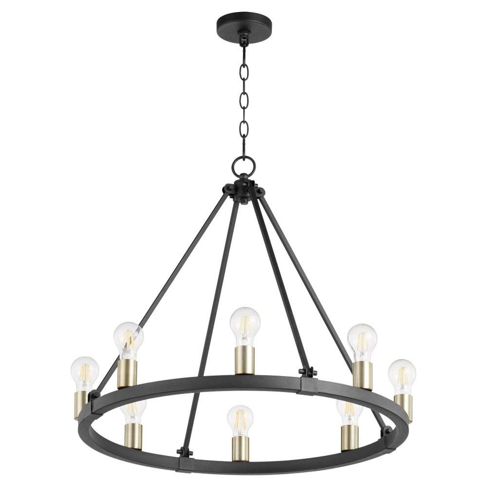 Paxton 27" Noir and Aged Brass 8-Light Chandelier