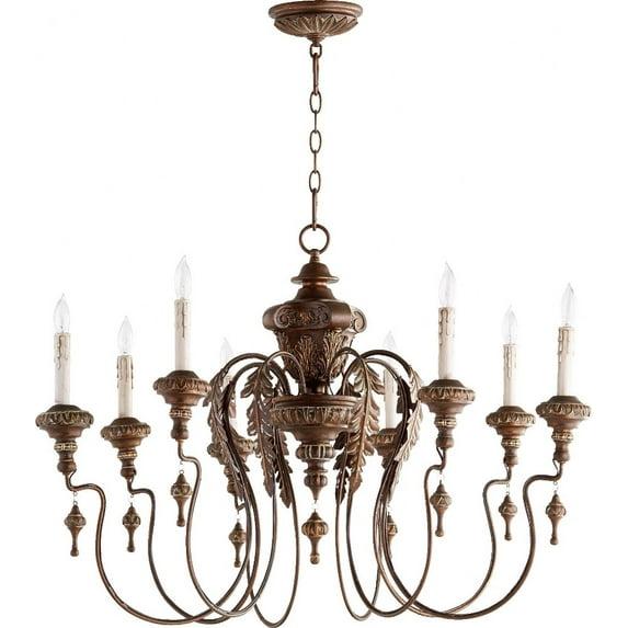 Quorum Lighting Salento 8-Light Chandelier, 8 Bulbs, Vintage Copper, 38 Width, 24 Height