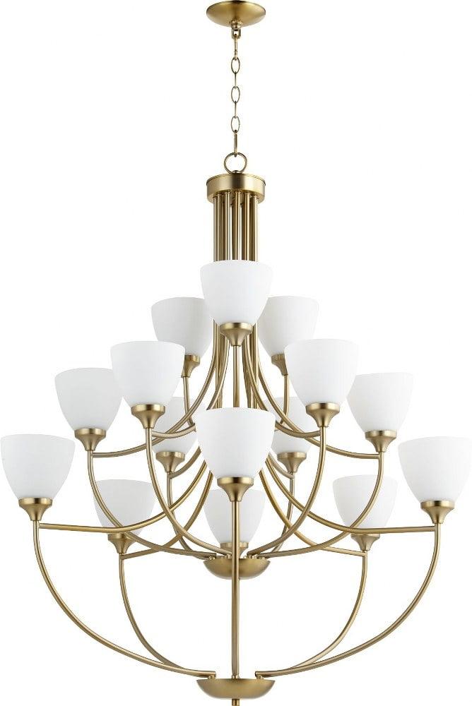 Quorum Lighting Enclave 15-Light Chandelier, Aged Brass, 38.5 Width, 44 Height
