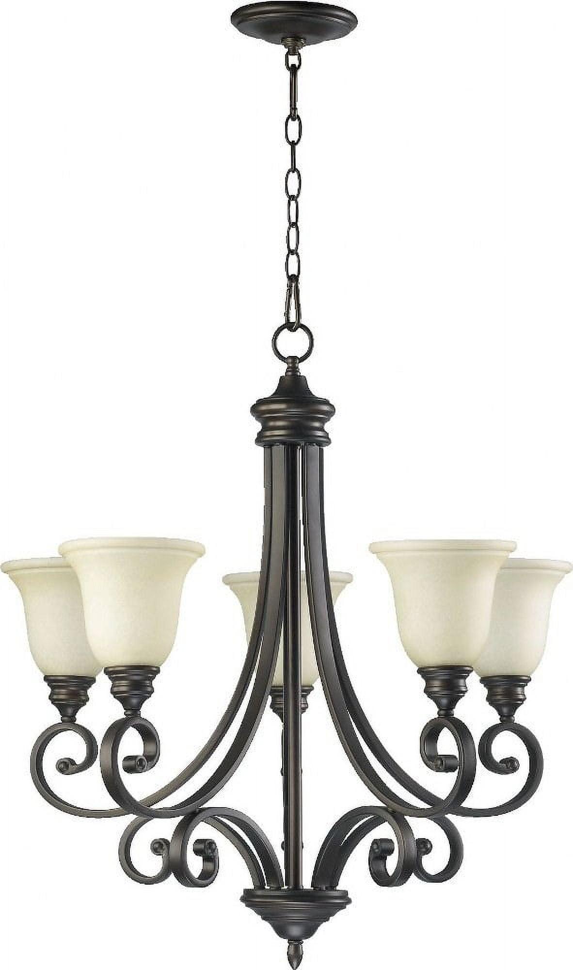 Bryant Transitional 5-Light Chandelier in Oiled Bronze with Amber Scavo Glass