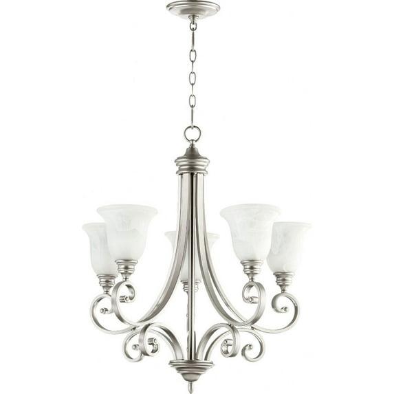 Quorum Lighting Bryant 5-Light Chandelier, Classic Nickel, 28W, 30H