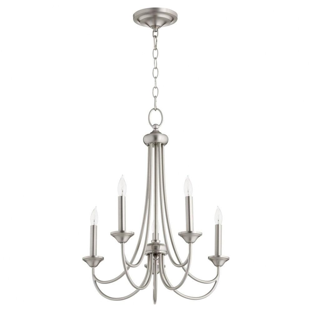 Satin Nickel Transitional 5-Light Candle Chandelier