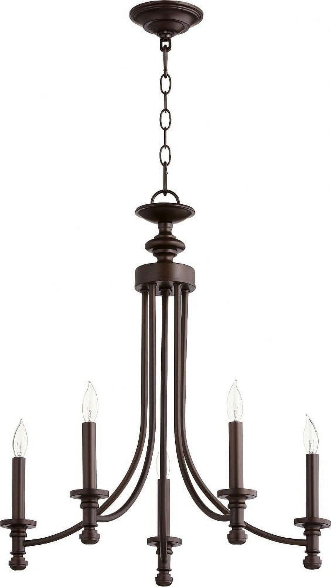 Quorum Lighting Rossington 5-Light Chandelier, Oiled Bronze, 22 Width, 25.25 Height, Chain Hanging, Dry Rated