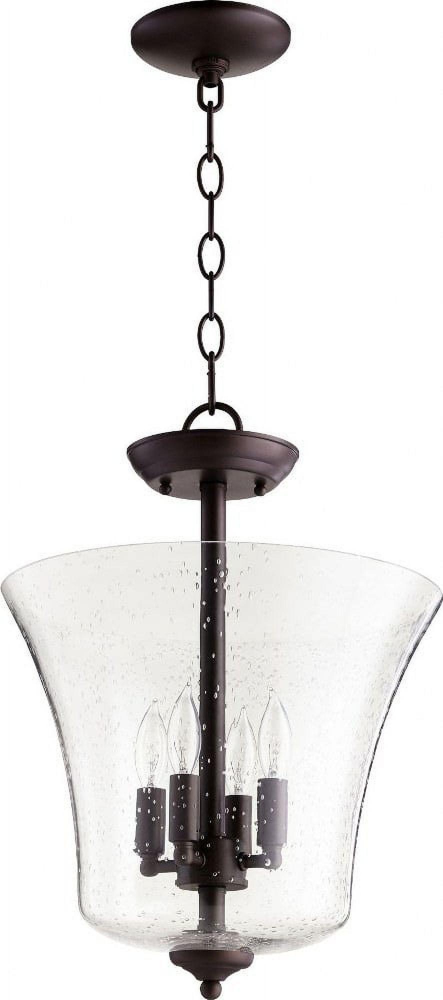 Transitional Seeded Glass 4-Light Bowl Pendant in Oiled Bronze