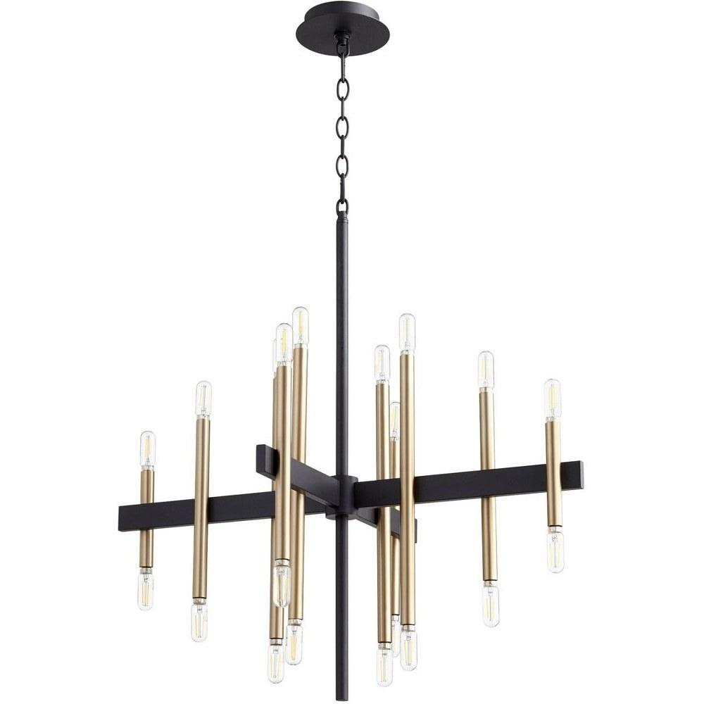 Quorum International 60-20 Luxe 20 Light 30" Wide Chandelier - Noir / Aged Brass